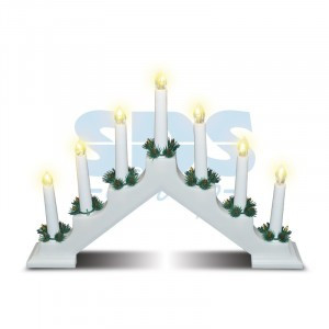 Новогодняя горка свечек 7LED, тепл. белый, пластик белый, шнур 2м, IP20 501-081 Neon Night