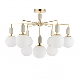 LUMION 6580/9C CLASSI LN25 фран. зол., серый/бел. мет., кер./стекло люстра E14 9x40W 220V VIVIEN