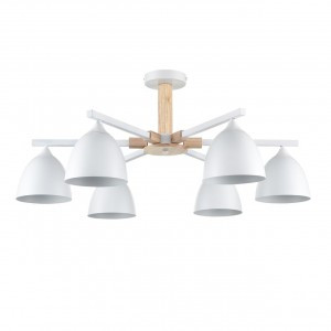 LUMION 8095/6C MODERNI LN25 бел./бел. мет., дерево/мет. люстра Е27 6x60W 220V COLANGE