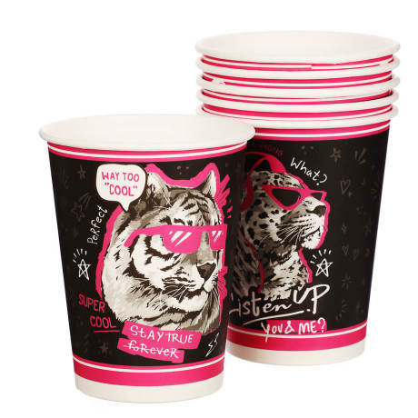 Набор бумажных стаканов Леопард-меломан, в т/у пленке, 6 шт*250 мл