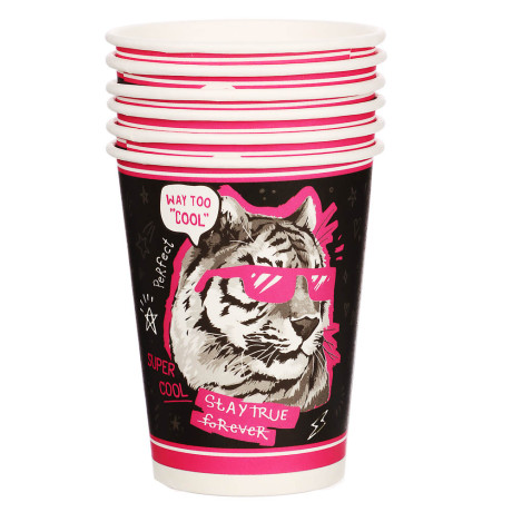 Набор бумажных стаканов Леопард-меломан, в т/у пленке, 6 шт*250 мл