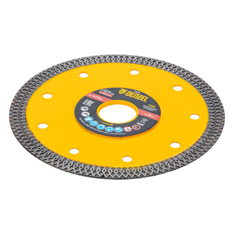 Диск алмазный отрезной 125 х 22,2мм, сплошной, супертонкий, горячий пресс, сухой/мокрый рез Denzel