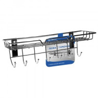 Полка с 7 крючками, 29*9*9см (кратность 4шт!!!), сталь/хром проволока AN52-27 Мультидом