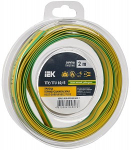IEK термоусадка трубка ТТУ нг-LS 10/5 жел-зел. (2м/упак, цена за уп) ТУТ UDR12-010-005-002-K52-T