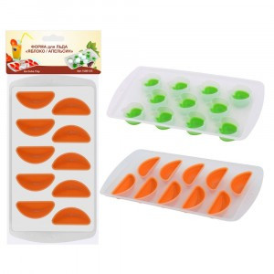 Форма д/льда "Яблоко-Апельсин" (кратность 6шт!!!) силикон, пластик VL80-155 Мультидом