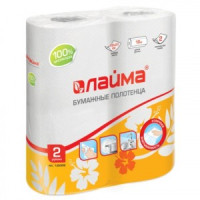 Полотенца бум. бытовые, спайка 2 шт., 2-х сл. (2х18 м) Лайма 22х23 см, белые, 126906