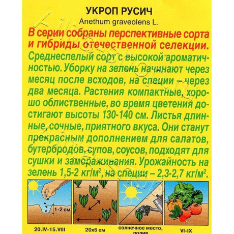 Семена Укроп Русич Аэлита Ц