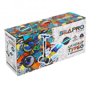 SILAPRO Самокат-турбо 3-колес, 62х28х80см, со звуком, колеса LED, 2xUM18650, до 80кг, 4 цвета