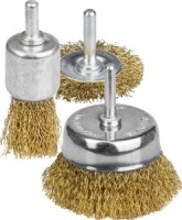 Набор STAYER &quot;MASTER&quot;: Щетки-крацовки, витая латун. стальная проволока 0,3мм, диск. 50мм, чаш. 50мм,
