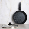 SATOSHI Стоун Сковорода литая с крышкой d28см, антипригарное покрытие мрамор, индукция