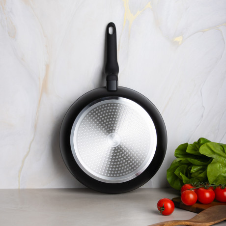 SATOSHI Стоун Сковорода литая с крышкой d28см, антипригарное покрытие мрамор, индукция