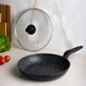 SATOSHI Стоун Сковорода литая с крышкой d28см, антипригарное покрытие мрамор, индукция