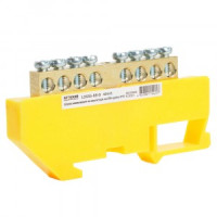 STEKKER шина нулевая "ноль" на DIN-изоляторе 6x9, 8 отв. 76А, желтый LD555-69-8 49546 85