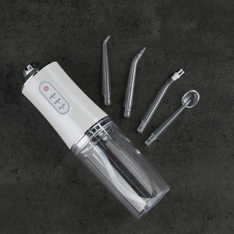 LEBEN Ирригатор, 5 Вт, 3 режима, 4 насадки в комплекте, USB-провод, белый