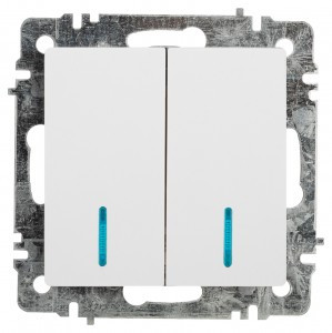 ЭРА Intro Accent мех. выкл. СУ 2 кл. (инд.) 10А 250В, белый Б0063505