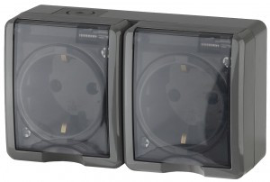 ЭРА Эксперт роз. ОУ 2 мест. 16А земля, крышка, серый (PC) IP54 11-2403-03