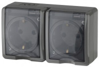 ЭРА Эксперт роз. ОУ 2 мест. 16А земля, крышка, серый (PC) IP54 11-2403-03