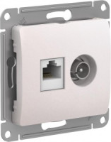 Systeme Electric GLOSSA мех. роз. конн TV+комп СУ 2 мест перламутр(пл.осн RG6+RJ45) GSL000689(+)(5!)