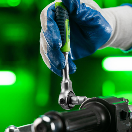 Ключ-трещотка 1/4", 72 зуба, поворотная голова, с быстрым сбросом Сибртех