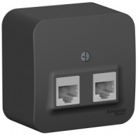 Systeme Electric BLANCA роз. комп. ОУ 2 мест. антрацит(пл.осн, RJ45 кат 5E изол. пл) BLNIA045456(5!)