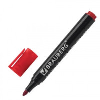 Маркер д/флипчарта BRAUBERG, НЕПРОПИТЫВАЮЩИЙ, КРАСНЫЙ, кругл. након., 2,5 мм, 151255