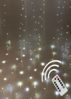 Гирлянда-занавес Космос Дождь Роса 300LED белый тёплый 3x3м+2м 8реж.IP20 пит. USB,пульт ДУ CUR-U102