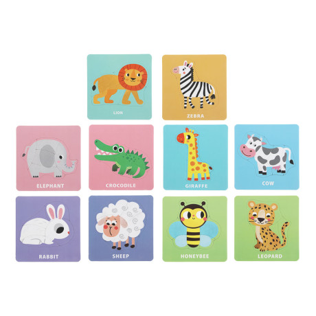 Набор развивающих пазлов, 10 карточек, 14х13,5х3,5см, 3 дизайна