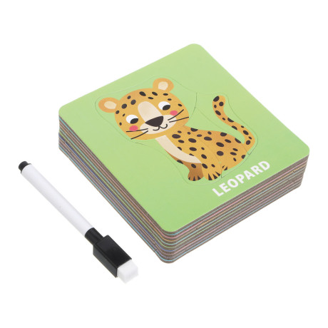 Набор развивающих пазлов, 10 карточек, 14х13,5х3,5см, 3 дизайна