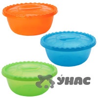 Миска круглая 3л с крышкой Аквамарин М1316(35)