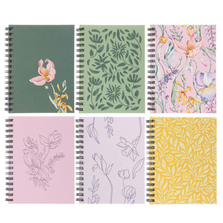 Блокнот "Botanica", 105х140 мм, 80л, клетка, мягкий переплет, спираль, в ассортим.
