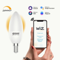 Gauss Свеча С37 E14 димм. 5W(470lm) 2700К 2K матов., пластик Wi-Fi Smart Home 1100112