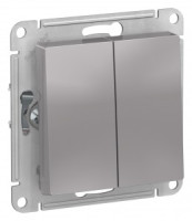 Systeme Electric AtlasDesign мех. выкл. (перекл. проходной) СУ 2 кл. алюм. (пл.осн.) ATN000365 (10!)