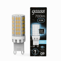 Gauss лампа G9 220V 5.5W(560lm) 4100K 4K керамика 107009206
