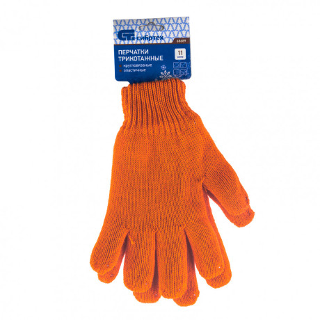 Перчатки трикотажные, акрил, двойные, оранжевый, двойная манжета Сибртех