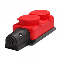 UNIVersal колодка ОУ двойная 2гн. с загл. каучук (красная) 2P+PE 1x16A 220-240V IP44 3072 (РФ)