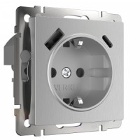 Werkel мех. роз. СУ 1 мест. 16A земля USB тип A+C (серебряный рифленый) W1171709 a056277