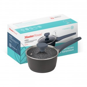 Ковш литой алюминий с крышкой Шеф Андреа 1,4л (1,7мм), бакел.ручка, д/всех плит 75397 Master House