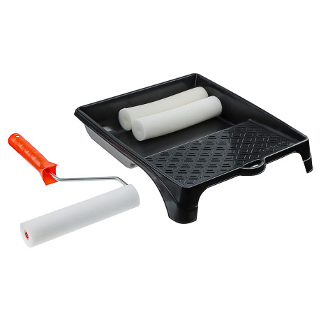 ЕРМАК Набор: валик поролон 200х16х6мм + 2 ролика + кювета