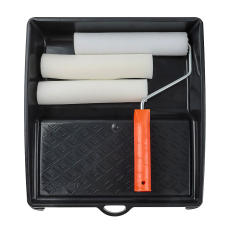 ЕРМАК Набор: валик поролон 200х16х6мм + 2 ролика + кювета