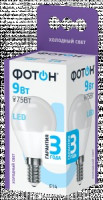 ФОТОН лампа св/д шар P45 E14 9W(875lm) 6500K 6K без пульсации 89x47 3г арт.24016
