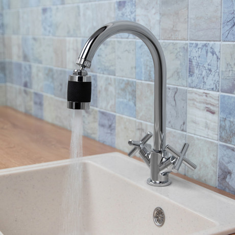 Аэратор-насадка для смесителя с фильтром, 2 режима, хром/черный