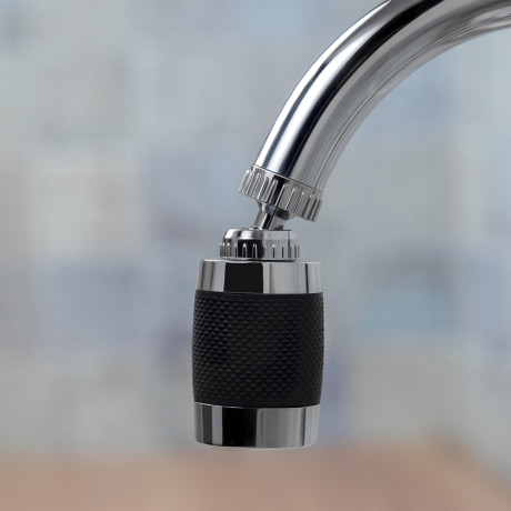 Аэратор-насадка для смесителя с фильтром, 2 режима, хром/черный