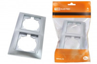 TDM Лама рамка СУ 2 мест. серебр. металлик (вертик.) (20!) SQ1815-0233