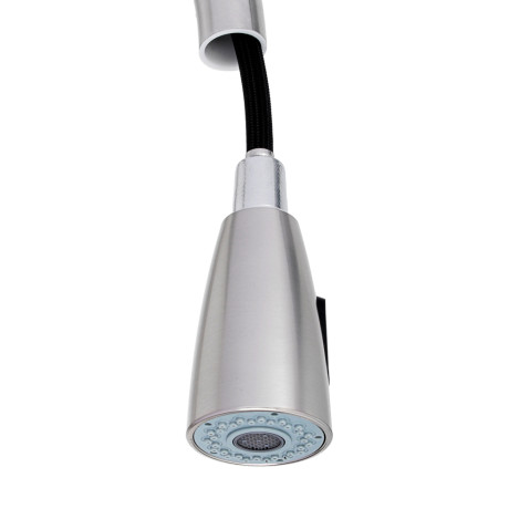 СоюзКран Смеситель для кухни, выдвижной излив 40см, керам. картридж 35мм, нерж. сталь, SS01-E132