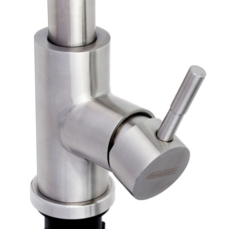 СоюзКран Смеситель для кухни, выдвижной излив 40см, керам. картридж 35мм, нерж. сталь, SS01-E132