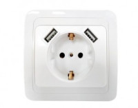 ASD/InHome CLASSICO роз. СУ 1 мест.+2USB 16А бел. (земля) 2047