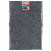 Коврик входной ворсовый влаго-грязезащитный ЛАЙМА, 40х60 см, ребристый, толщина 7 мм, серый, 602861