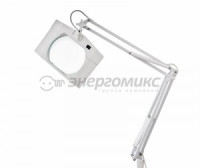 Лупа на струбцине квадратная настольная 5Х с подсветкой, белая  REXANT, 31-0111