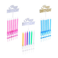 FNtastic Набор свечей для торта 6 шт, с декоративной подставкой, 3 цвета, парафин, пластик