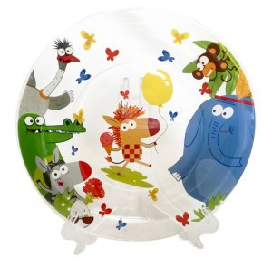 Тарелка Зебра в клеточку 19,5см стекло (кратность 12шт!!!) МФК ЗЕБТ195-1